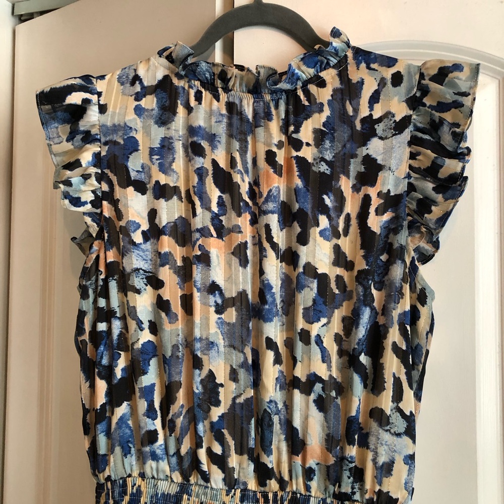 TCEC Blue and Cream Ruffled Dress
